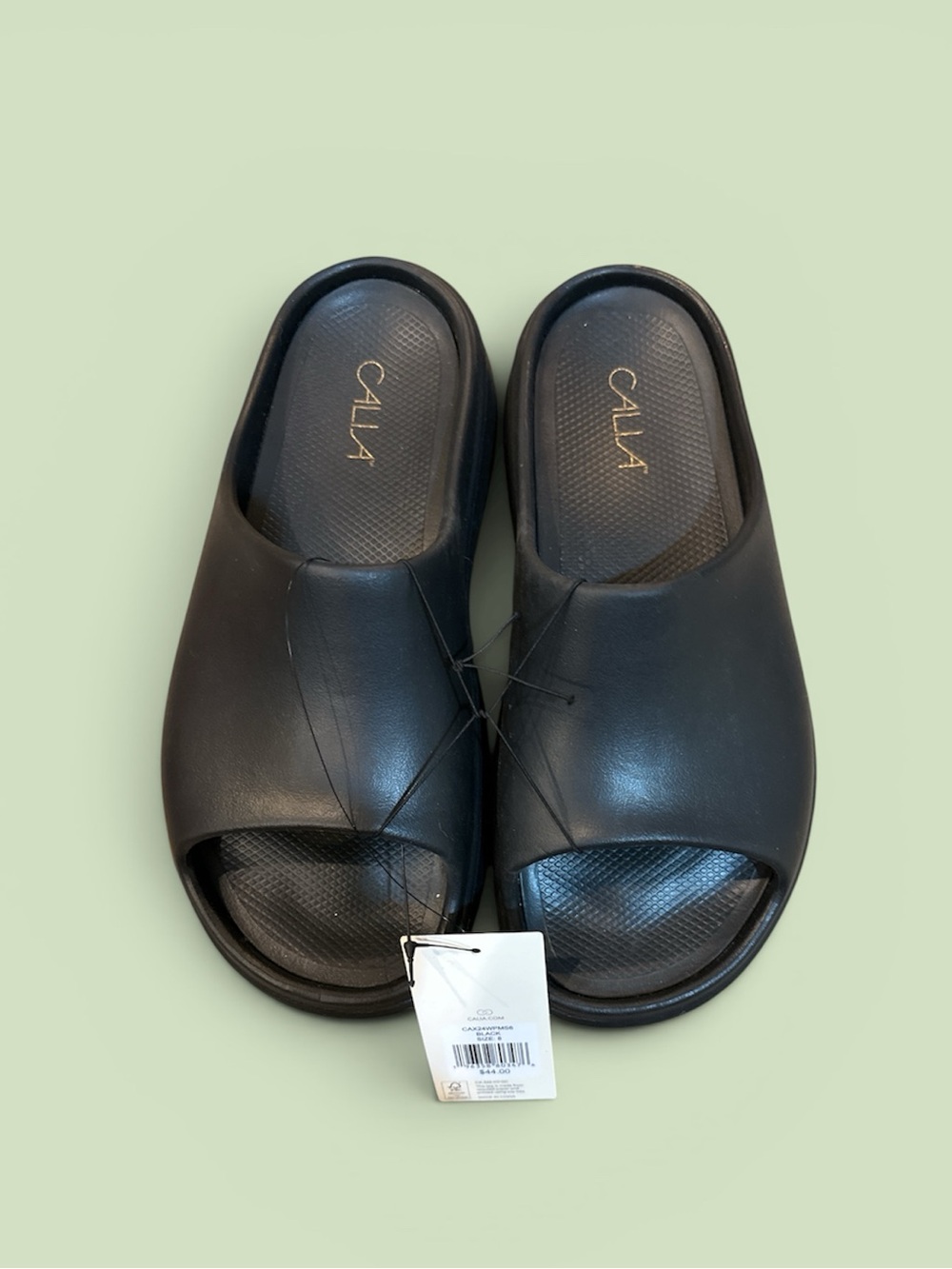 Calia Black platform molded Slide Sandals size 8